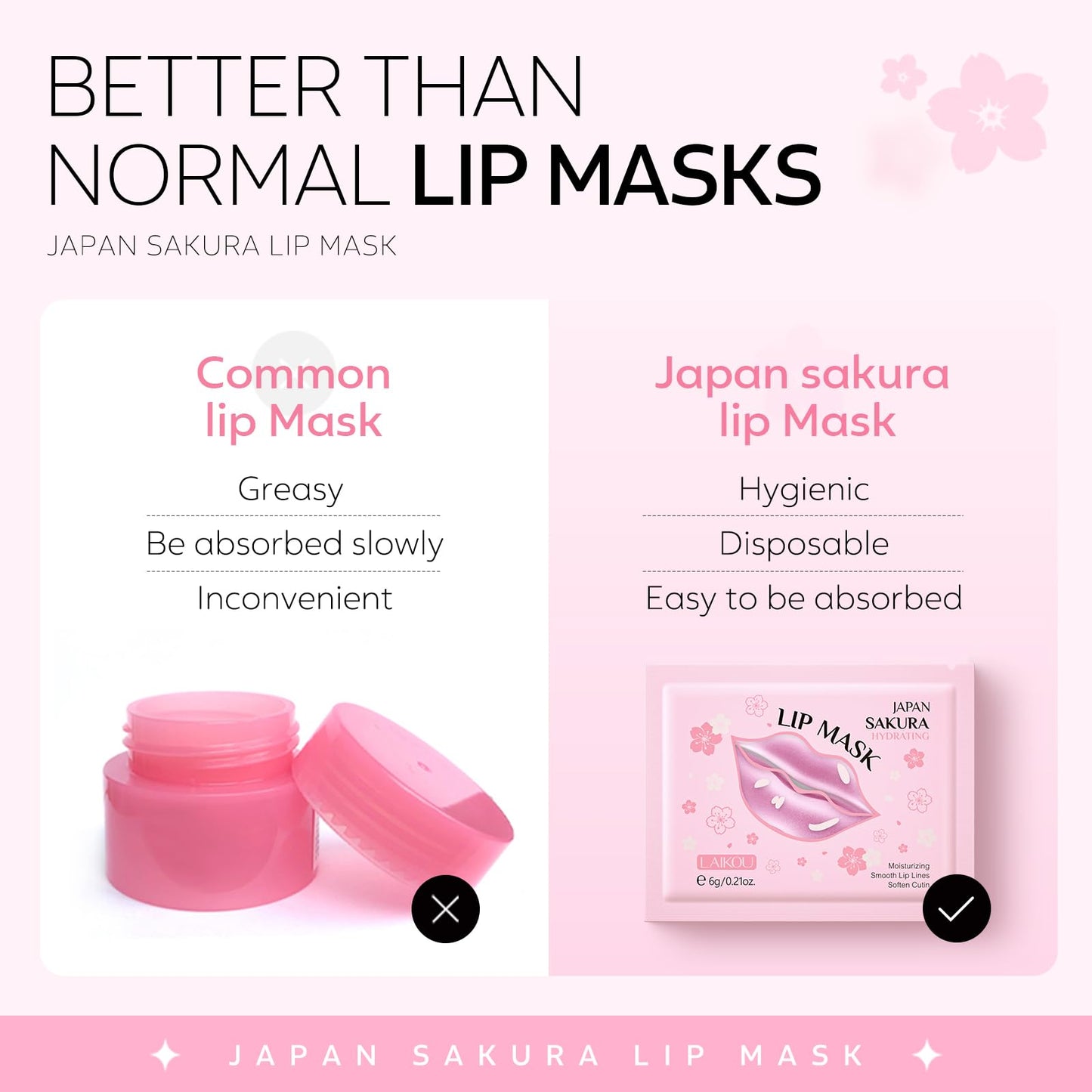 AKARY Sakura 5 Pieces Hydrating Lip Mask, Lip Sleep Mask Collagen Crystal Lip Care Gel Pads For Moisturizing, Minimize Fine Lines, Remove Dead Skin, Anti Chapped Pads Lip Mask (5)