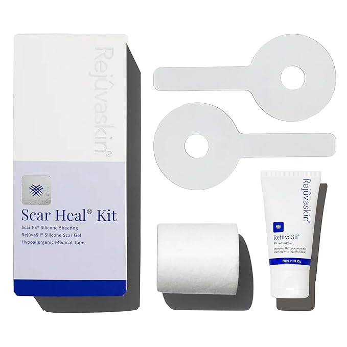 Rejuvaskin Scar Heal Kit for Breast Scars, Soften, Flatten, Reduce and Recover, Silicone Sheeting, RejuvaSil Gel & Medical Tape, Lollipop Pair