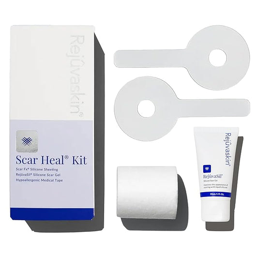 Rejuvaskin Scar Heal Kit for Breast Scars, Soften, Flatten, Reduce and Recover, Silicone Sheeting, RejuvaSil Gel & Medical Tape, Lollipop Pair