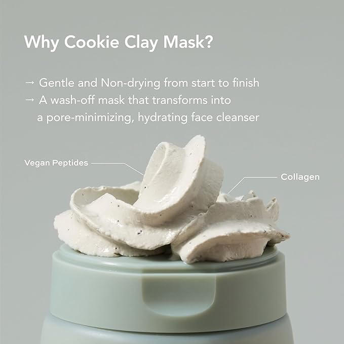 WHIPPED Cookie Clay Mask Cleanser - Charcoal Clay Deep Face Mask with Collagen - Natural Exfoliation, Pore Minimizer, Vegan Korean Skincare 6.0 fl. oz