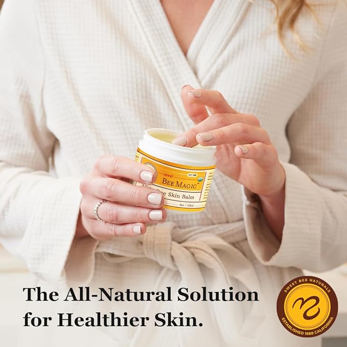 Sweet Bee Naturals - Sweet Bee Magic, All In One Healing Skin Cream. Organic Skin Balm, Small Batch Crafted in USA, 4 Ounce Jar. Certified Organic, 2-4 Ounce Jars (8 Ounce)