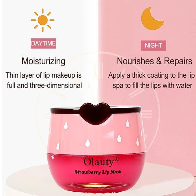 3 PCS Bee Lip Balm Lip Mask Honey Pot,Strawberry&Honey&Watermelon Lip Sleeping Mask,Hydrating Prevention Dry Lip Care,Moisturizing Lip Mask Overnight Reduces Lip Lines