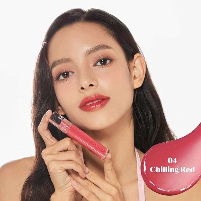 ETUDE Glow Fixing Tint #4 Chilling Red | Non-sticky Glossy Shine Lip stain | Fills up with comfortable moisture | Tinting for dry lips