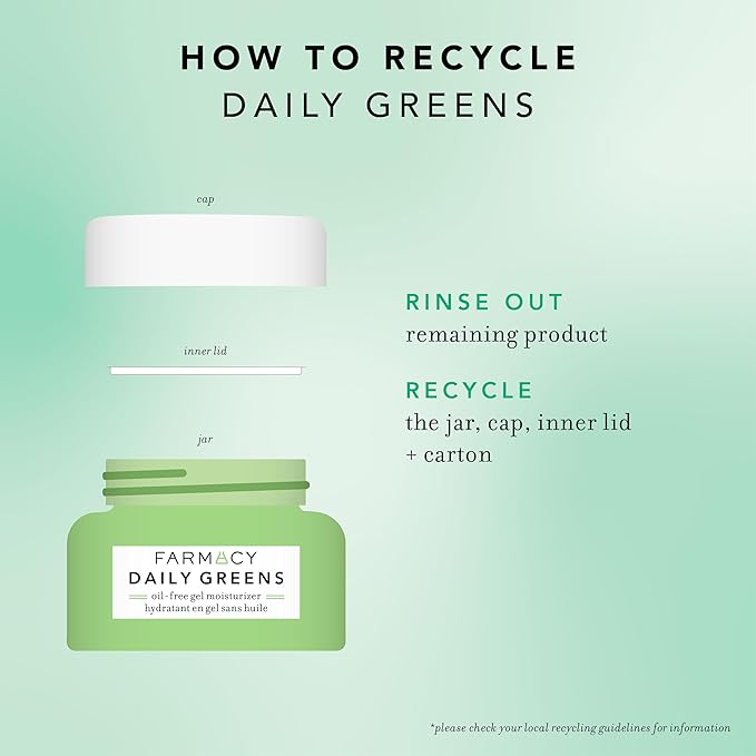 Farmacy Travel Face Moisturizer - Daily Greens Oil Free Facial Moisturizer with Polyglutamic + Hyaluronic Acid - Gel Facial Cream that Reduces Shine, Clears Pores + Balances Oil - Fragrance-Free (8ml)