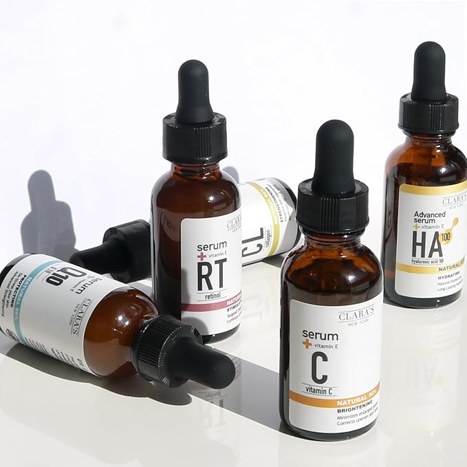 CLARA'S NEW YORK Retinol Facial Serum with Vitamin E – Anti-Aging, Wrinkle & Fine Line Reduction – Hydrating Face Serum – 30ml / 1 fl oz – Made in USA