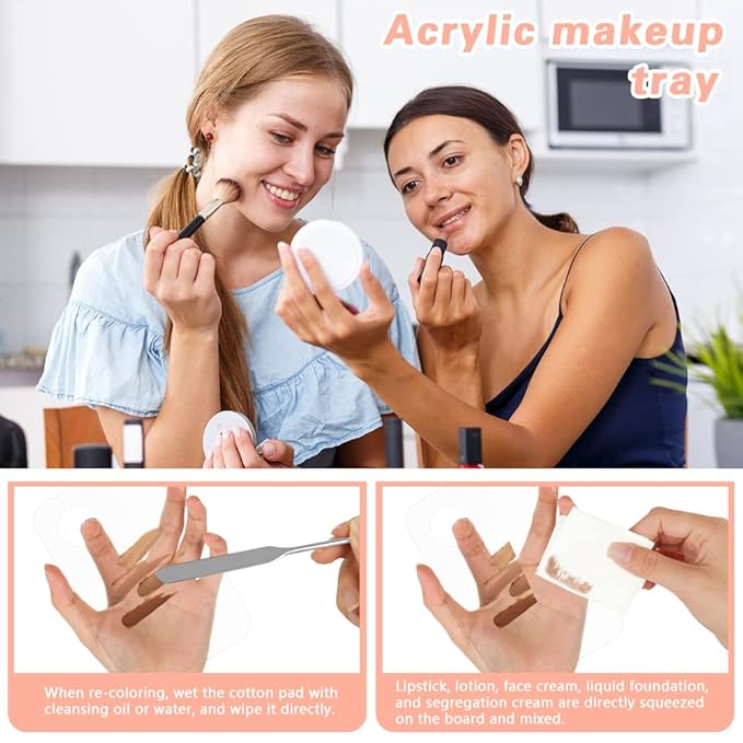 Acrylic Cosmetic Makeup Palette, 3PCS Makeup Mixing Palette