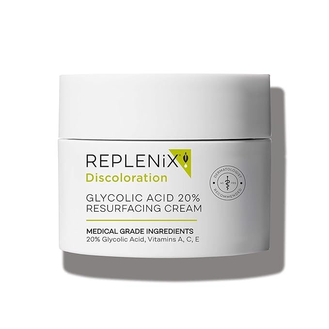 Replenix Glycolic Acid 20% Resurfacing Cream, Hydrating & Lightweight Medical-Grade Exfoliating Face Moisturizer for Skin Discoloration (1.7 oz)