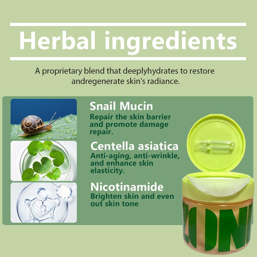 EdenEdges Korean Skincare Toner Pads, Dark Spot & Wrinkle Treatment, Anti-Aging with Snail Mucin, Centella Asiatica Niacinamide and Peptides, 100 Count