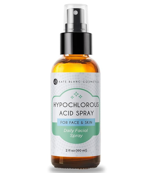 Kate Blanc Cosmetics Hypochlorous Acid Spray for Face and Skin. Gentle Facial Cleanser with .02% HOCl (2oz)