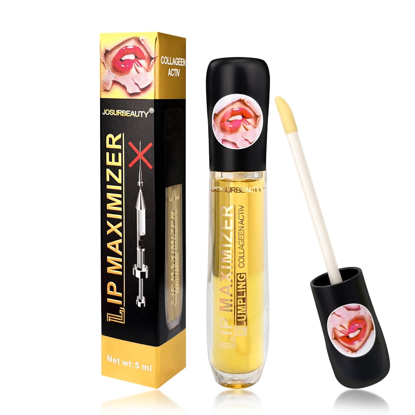 JOSURBEAUTY two faced lip injection extreme lip plumper gloss - hydrating lip oil & lip mask for plump, smooth lips, Hydrating & Reduce Fine Lines 5ML