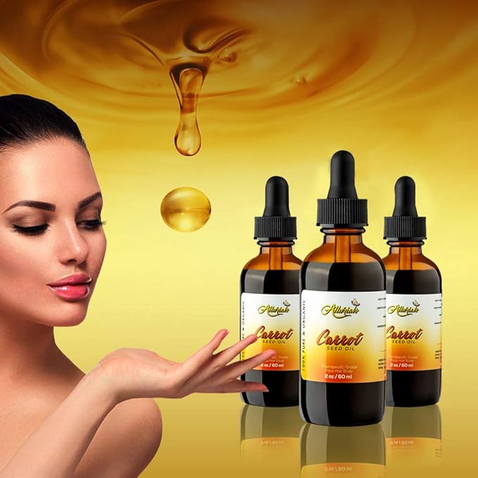Carrot Seed Oil (2 Oz) – 100% Pure & Organic, Unrefined, Cold Pressed, All Natural, Daucus Carota- Essential Carrot Moisturizer for Skin, Face and Hair Growth - 2 Oz