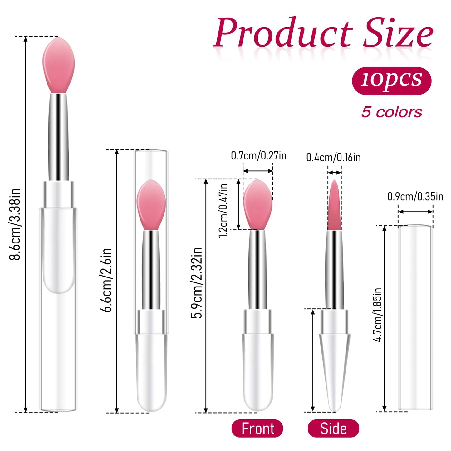 10Pcs Lip Brush Silicone Lip Brushes Tool Lipstick Applicator Brushes with Caps for Makeup Beauty Brushes, Lip Mask Applicator,Eyeshadow Lip Brush for Applying Mask Oil, Lipstick Lip Gloss
