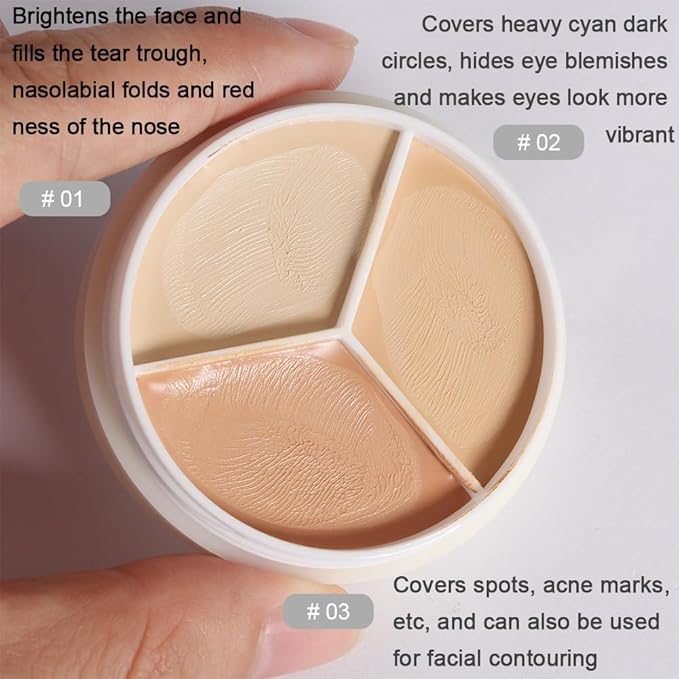 Pro 2pcs Tri-color Face Concealer Contour Palette.Demi Beige