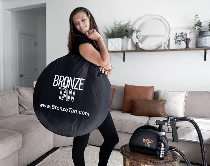 Bronze Tan Spray Tan Tent Pop Up for Spray Tan Professional - Waterproof Spray Tan Booth with FREE Portable Spray Tent Carrying Case - Self Tanning Booth - Black