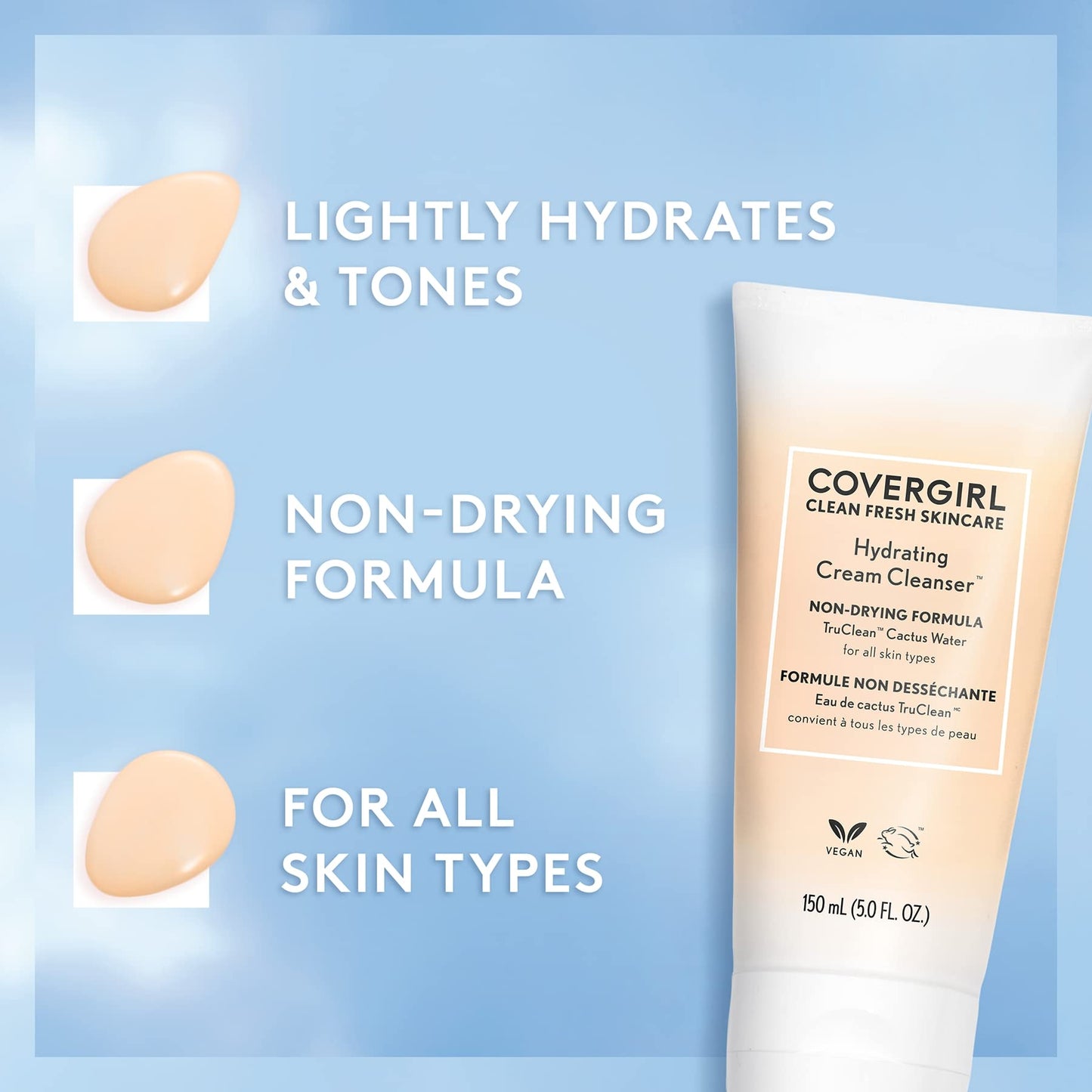 COVERGIRL Clean Fresh Skincare Hydrating Cream Cleanser, 5 Fl Oz