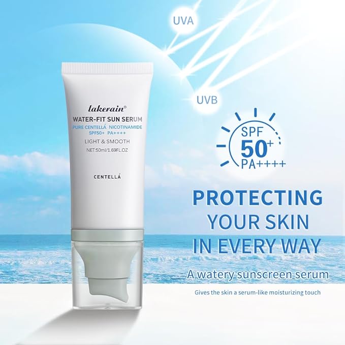 Centella Sunscreen SPF 50 PA++++, Hyalu Cica Water-Fit Sun Serum, Lightweight Sunscreen with Centella Asiatica, Hydrating & Non-Greasy Sun Protection for Sensitive Skin, Reef-Safe & Fast-Absorbing