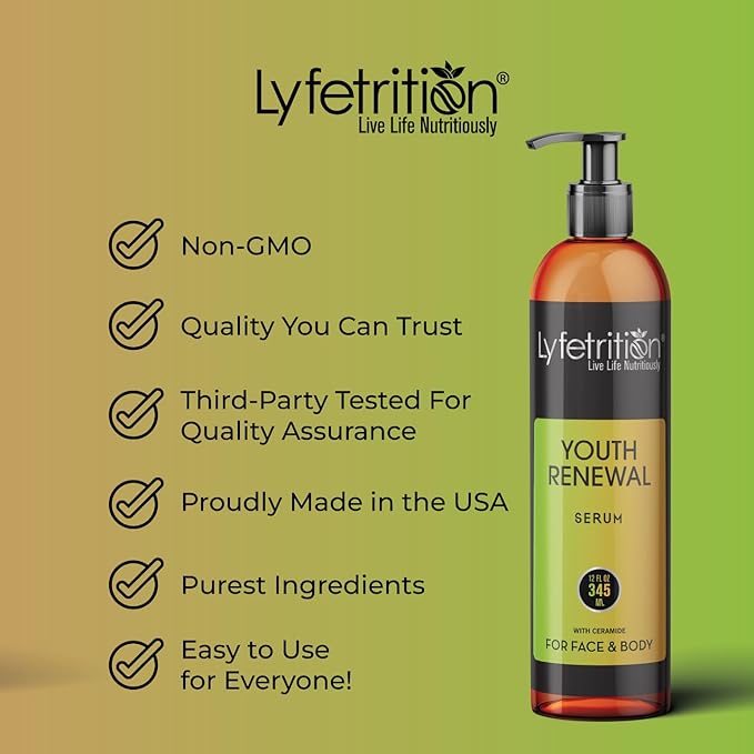 Youth Renewal Serum (Skin and Face Formula) | 12 fl oz Large Bottle | With Aloe and Retinol