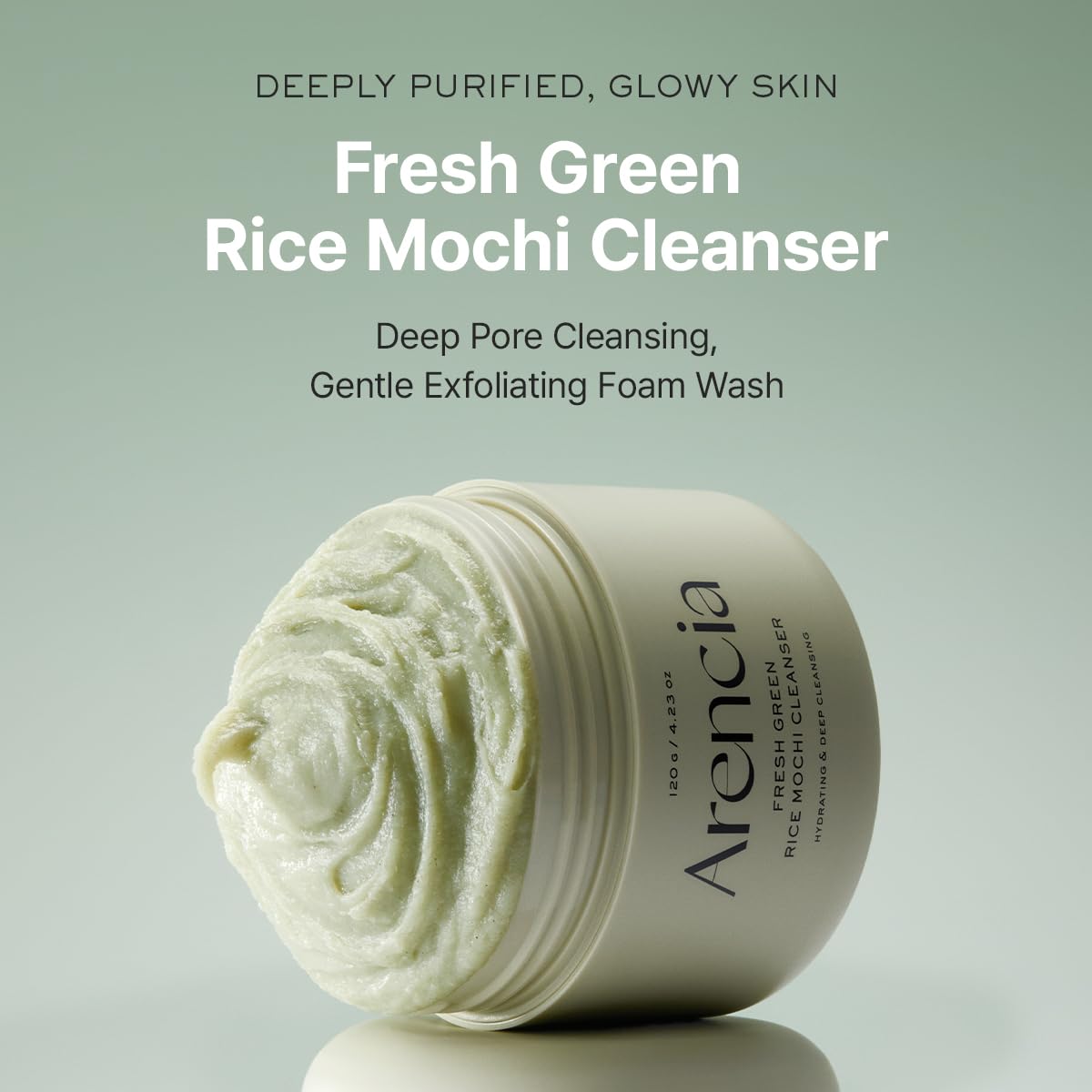 Arencia Korean Rice Mochi Face Cleanser - Face Mask, Foaming Cleanser, Gentle Scrub All in One - Deep Cleansing, Moisturizing, Pore Minimizing, Removing Blackhead- with Rice Water & Green Tea, Mugwort