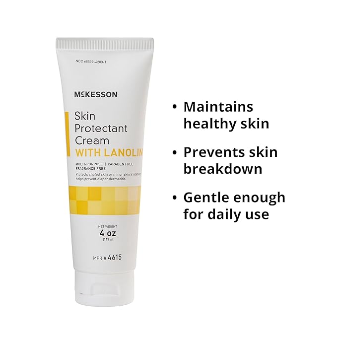 McKesson Skin Protectant Cream with Lanolin, Paraben and Fragrance Free, Unscented, 4 oz, 1 Count