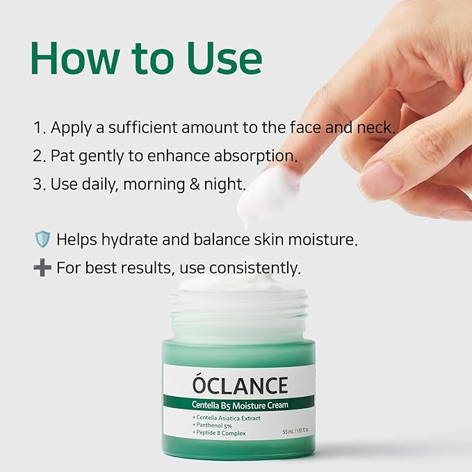 Centella B5 Moisture Cream - Daily Face Moisturizer with Panthenol, Centella & 8-Peptide Complex, Korean skincare for Skin Barrier, Fragrance-Free (1.85 fl. oz. 55ml)