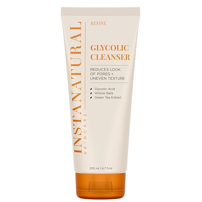 Glycolic Facial Cleanser - Wrinkle, Fine Line, Age Spot, Acne & Hyperpigmentation Exfoliating Face Wash - Clear Skin & Pores - Glycolic Acid, Organic Extract Blend & Arginine - InstaNatural - 6.7 oz