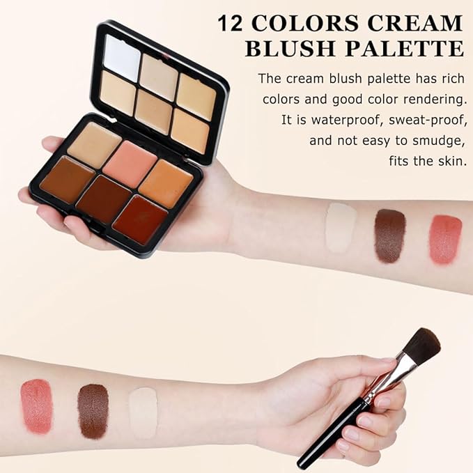 12 Colors Cream Concealer Palette, Long Lasting Full