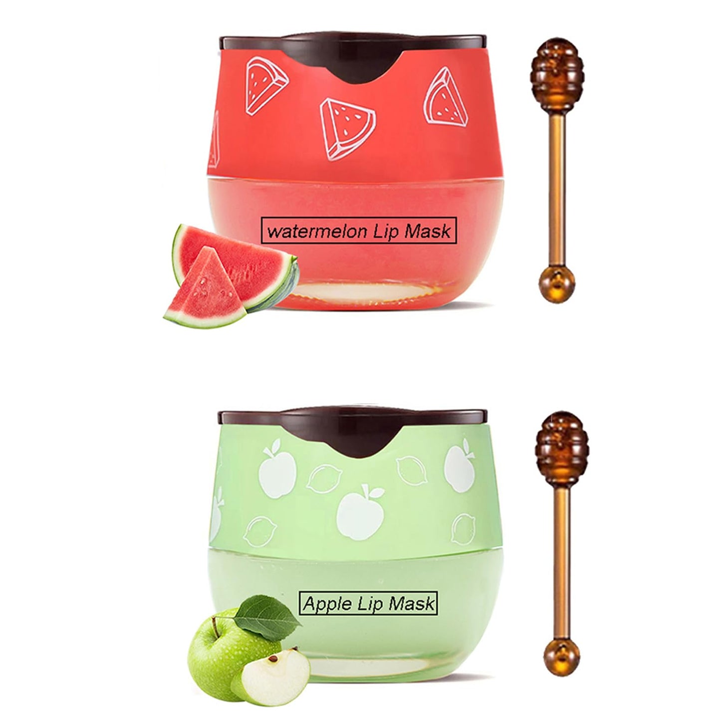 Bee Lip Balm Honey Pot, Fruit Moisturizing Propolis Lip Mask, Lip Mask Overnight Propolis Moisturizing Lip Balm Hydrating Prevention Dry and Crack Lip Scrubs Exfoliator Lip Care Products (2PCS B)