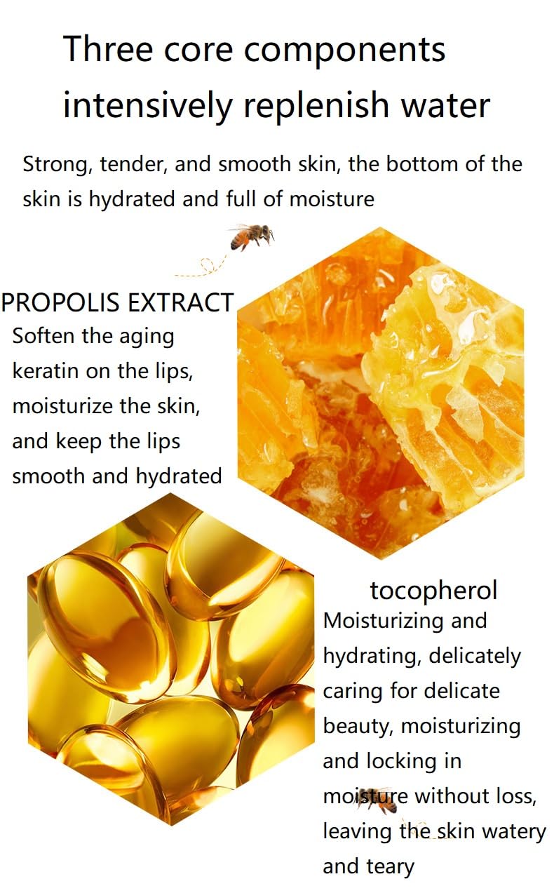 2 Pcs Bee Lip Balm Honey Pot, Honey & Strawberry Lip Mask Overnight Moisturizing Scrub Exfoliator Reduces Lip Lines Prevention Dry and Cracked. (Honey & Strawberry)