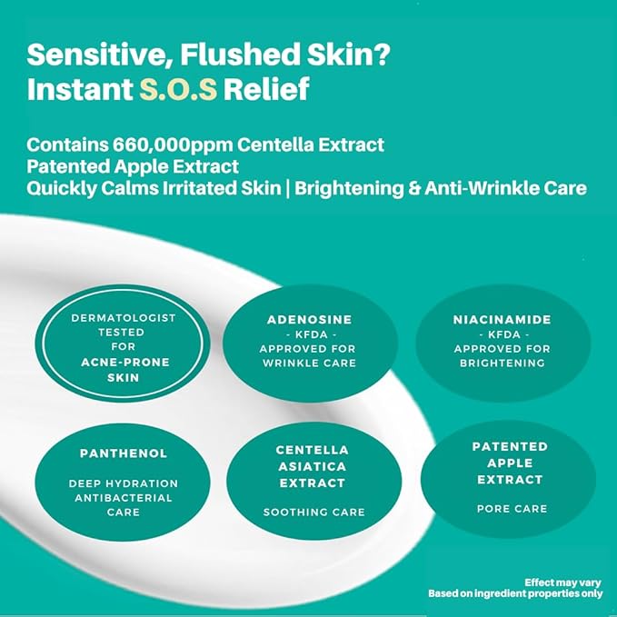 DOCTOR TIPS AC Calming & Moisture Cream 1.69 Fl. Oz, 50ml | 660,000ppm Centella Asiatica, Adenosine, Niacinamide, Pyrus malus(apple) Fruit Extract| Pore-Tightening, Lightweight Korean Moisturizer