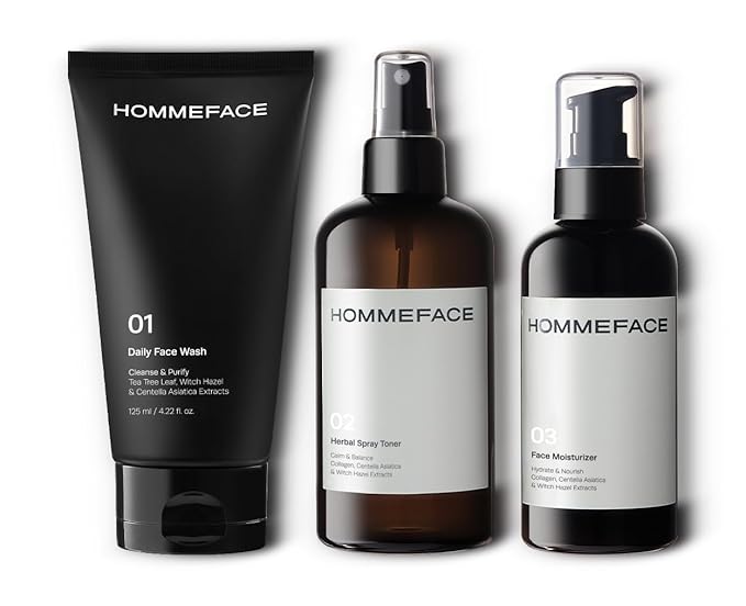 HommeFace Daily Trio Skin Care Set for Men, 3-Step Routine