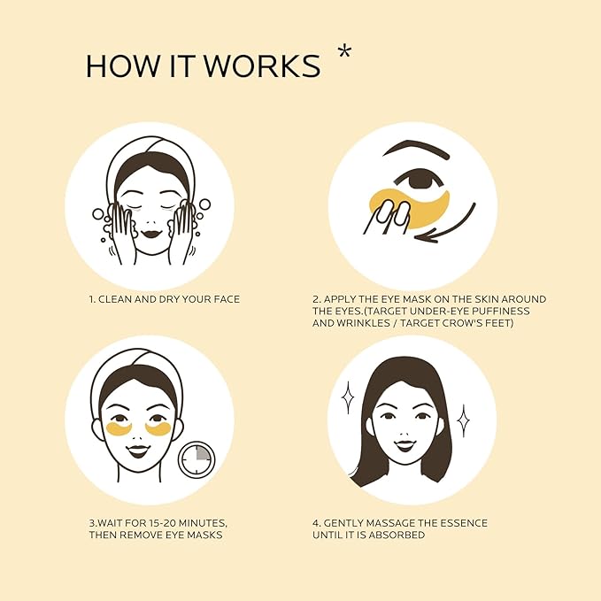 Dr. Pure Under Eye Patches for Puffiness: 24K Gold Eye Mask Soothe Fine Lines Wrinkles with Collagen Vitamin C - Reduce Dark Circles Eye Gel Pad (30 Pairs)