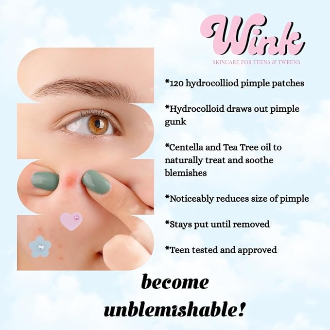Hydrocolloid Natural Pimple Patches, 120-Count (Exclusive Gem/Bling Acne Stickers) Gentle Tea Tree & Centella For Face Skincare - Star, Heart, Flower And Cloud Shapes, Teen Tween Girl Facial Treatment