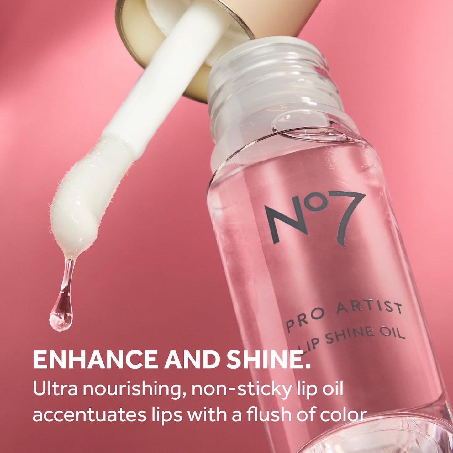 No7 Pro Artist Lip Oil - Hydrating Lip Oil with a High-Shine Finish - Non-Sticky Formula Enriched with Nourishing Ingredients to Improve Lip Hydration - Sweet Strawberry (0.20 fl oz)