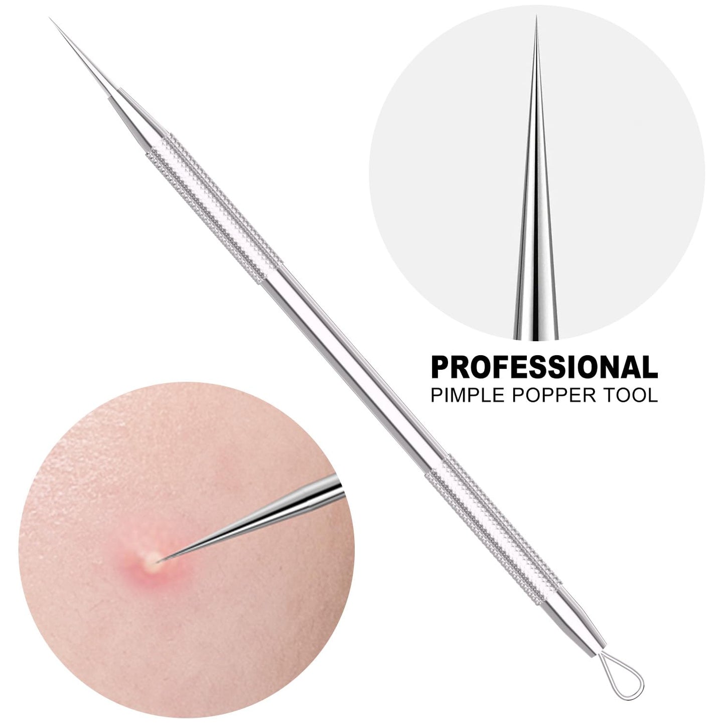 Azosowo 2-Pack Pimple Extractor Tools, Blackhead Remover Tools, Blackhead Extractor, Pimple Popper Tool Kit for Zit, Comedone, Acne, Whitehead - with Case