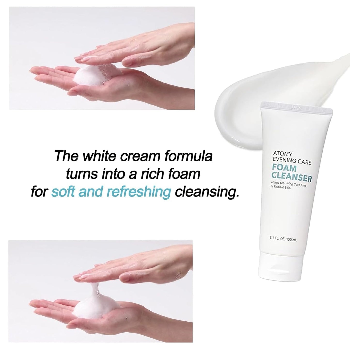 SUDIVA Evening Care Foam Cleanser 5.1 fl oz (150g) – Korean Daily Face Wash for Deep Cleansing, Gentle Skincare Routine