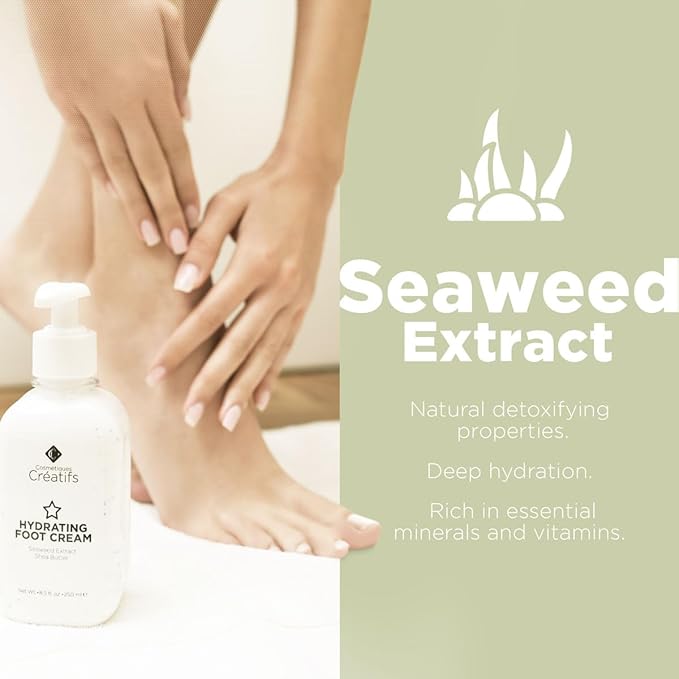 Hydrating Foot Cream for Dry Cracked Heels and Feet, 8.5 fl. oz., Deep Moisturizing Seaweed Extract and Shea Butter, Restores Soft Supple Skin