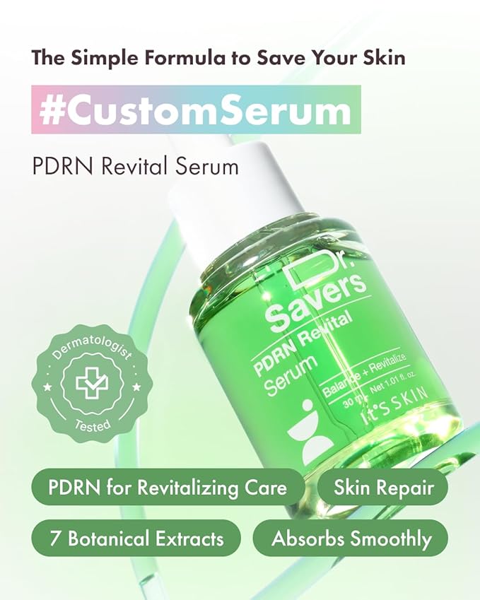 IT’S SKIN Dr.Savers PDRN Revital Serum 1.01 fl.oz, Hydrating and Rejuvenation Face Serum with PDRN and Plant Based Complex, Skin Barrier Support and Lightweight, Sensitive Skin, Korean Skincare