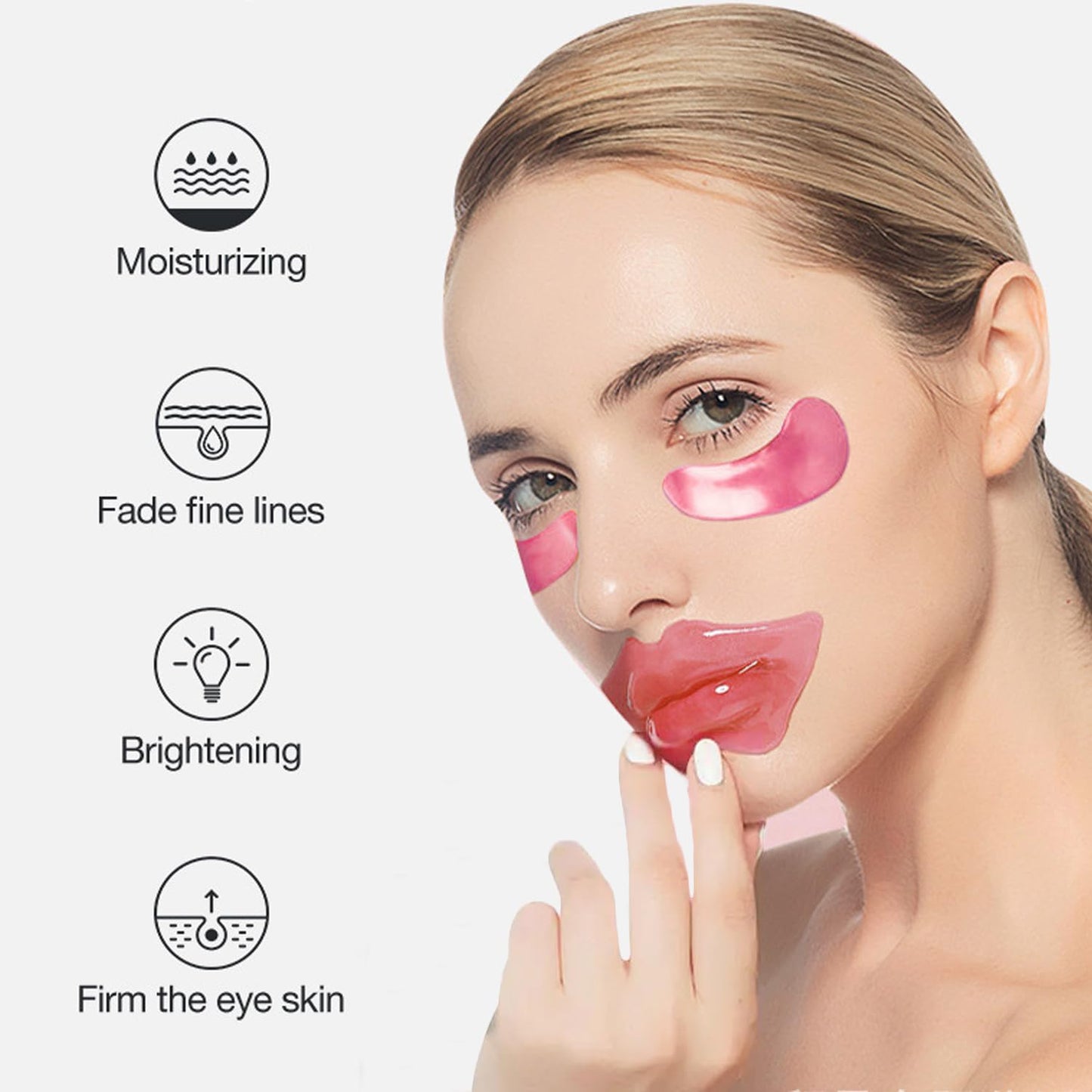 30 Pairs Eye Masks & Lip Masks, Crystal Collagen Under Eye Patches for Puffy Eyes, Moisturizing Lip Mask Pink Lip Pads for Lip Spa Daily Labial Mask Eye Patches for Reducing Fine Lines & Dark Circles