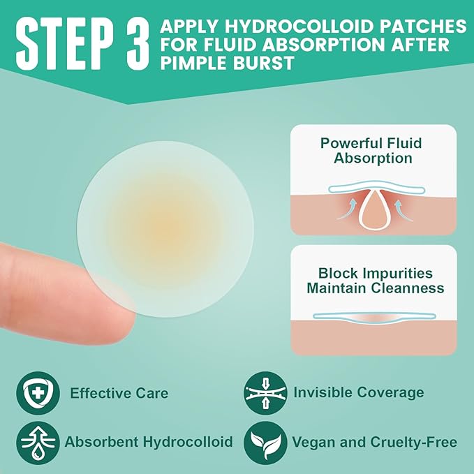 3-Step Microdart Pimple Patches Set – 83 Count, including 9 Microdarts Pimple Patches, 50 Pimple Poppers, and 24 Hydrocolloid Patches