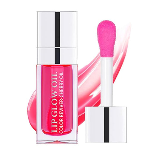 Plumping Lip Oil, Hydrating Gloss Tinted Lip Balm Transparent Lip Care, Big Brush Head Glitter Shine, Long Lasting Nourishing Non-sticky Fresh Texture