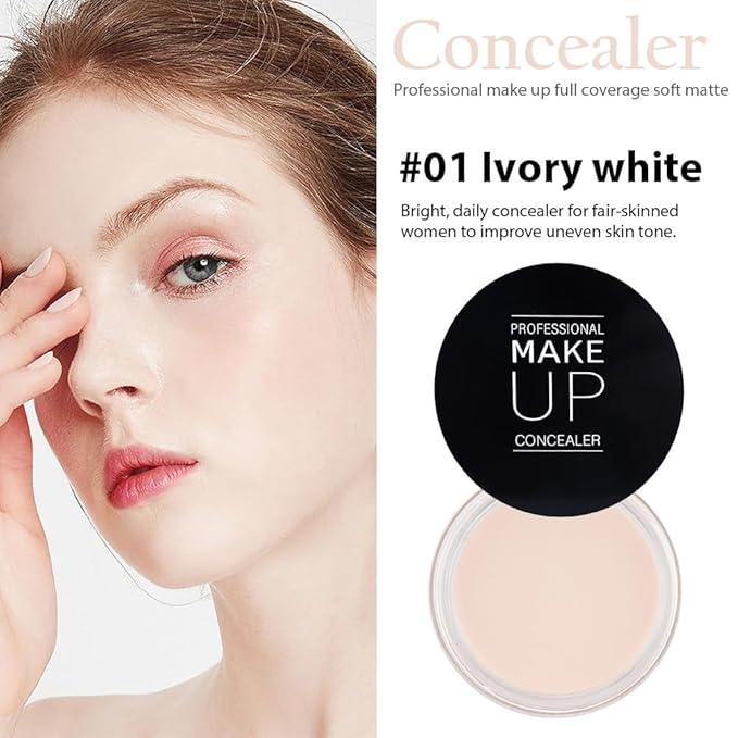 Kaely Pot Concealer Set,under Eye for Conceals Dark IVORY WHITE