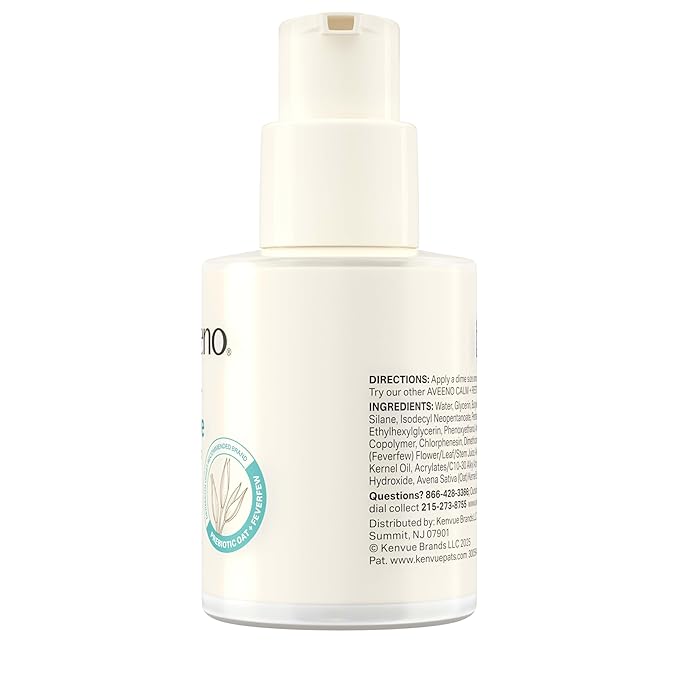 Aveeno Calm + Restore Triple Oat Hydrating Face Serum for Sensitive Skin, Gentle Lightweight Facial Serum Instantly Smooths Skin, Non-Comedogenic, Hypoallergenic & Fragrance-Free, 1 fl. oz