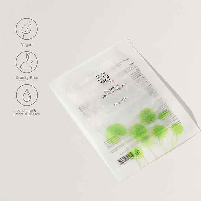 Beauty of Joseon Centella Asiatica Calming Mask Daily Moisturizing Soothing Cica Face Sheet Mask for All Skin Types, Korean Skincare Stuffers for Men Women, 10 sheets