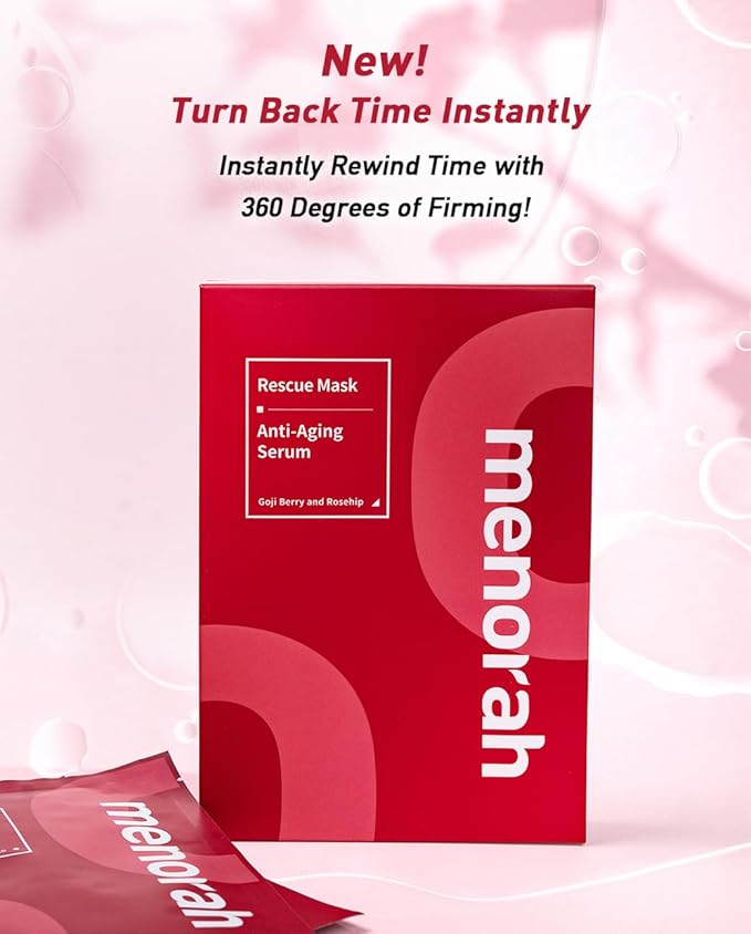 menorah Skincare Rescue Mask – Anti-Aging Serum with Goji Berry & Rosehip – Hydrating, Nourishing & Revitalizing – Skincare Gift Set for Women