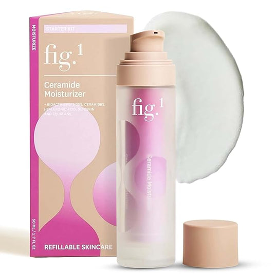 Fig.1 Ceramide Face Moisturizer for Women | Hydrating Daily Facial Moisturizer with Peptides, Hyaluronic Acid & Squalane | Lightweight, Non-Comedogenic, Fragrance-Free, Refillable – 1.7 fl oz