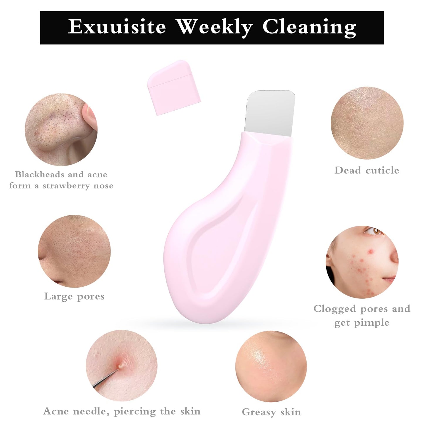 Sookga Blackhead Remover Tool, Silicone Face Scraper for Deep Cleansing, Skin Scrubber Face Spatula, Nose Blackhead Remover, Skin Care Tool for Men and Women (Pink)