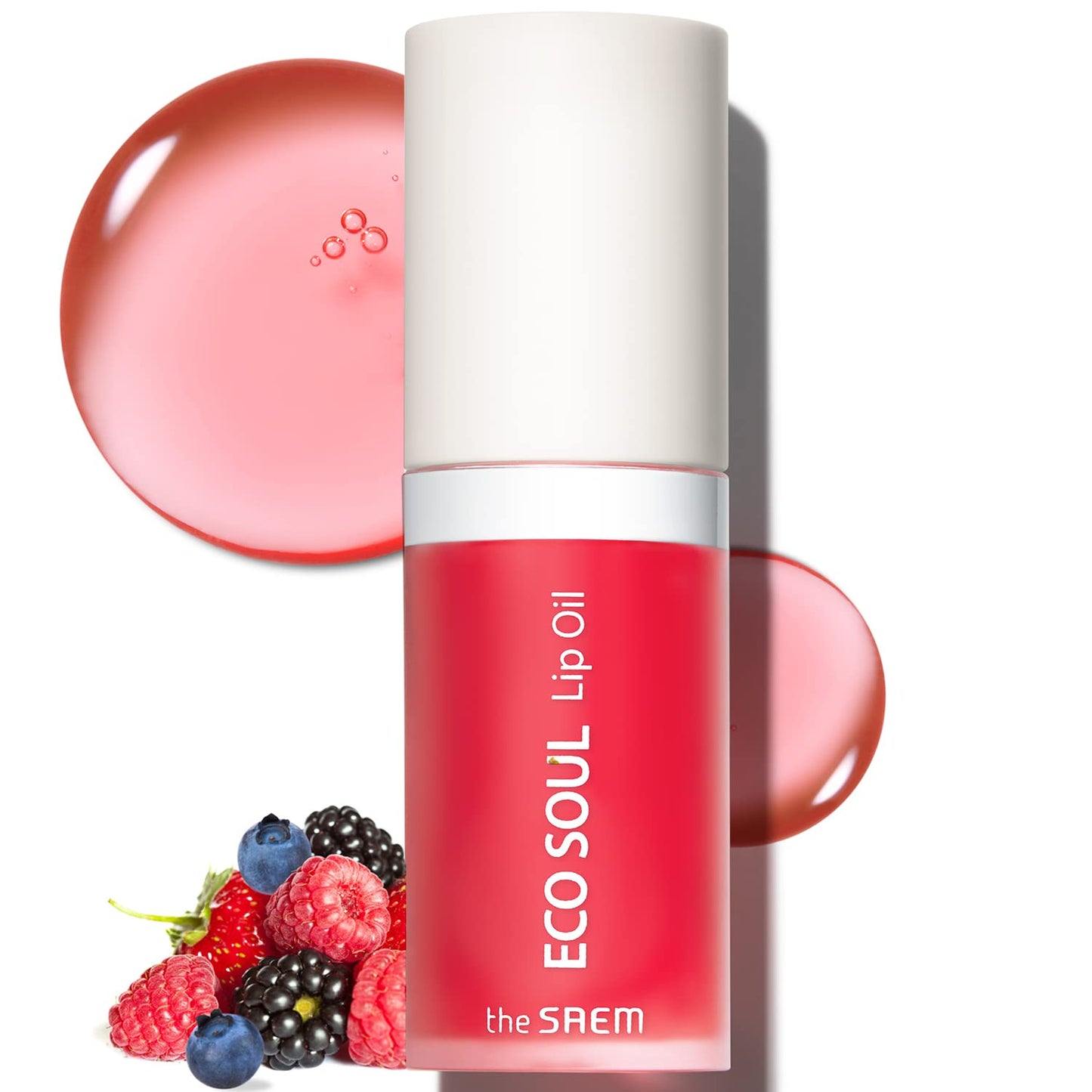 THESAEM Eco Soul Lip Oil 02 Berry - Plumping & Hydrating Lip Oil to Nourish & Moisturize Lips – Berry Extract & Rose Water - Lips Soft & Glossy for Dry Lips, 0.21 fl.oz.
