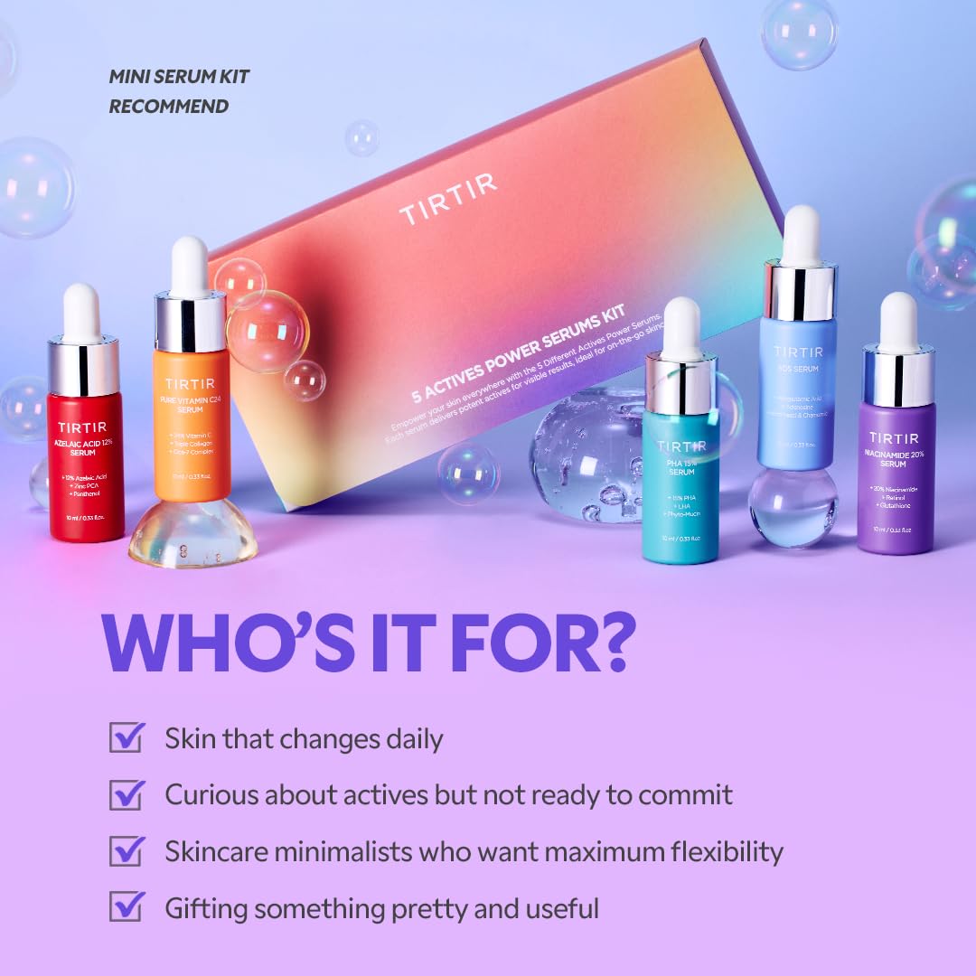 TIRTIR 5 Actives Power Serums Kit – Korean Skin Care Set with Vitamin C, Niacinamide, Azelaic & Hyaluronic Acid, Hydrating Serum, Radiance Boost, Nourishment, Travel Essentials, Skincare Gift