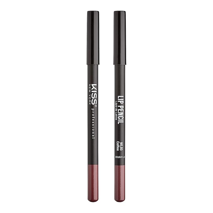 KISS New York Professional Slim Lip Pencil, Creamy Soft Lip Liner, Smooth Long-Lasting Rich Lip Color, Natural Lip Makeup, Water-Resistant Lip Crayon (Coffee)
