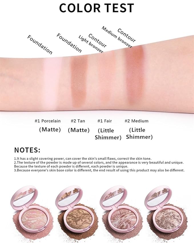 Go Ho Baked Bronzer Powder Makeup,Blush Glow Balance,Color Finish,04 Medium